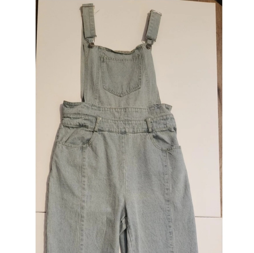 Gray Denim Overalls with Adjustable Straps